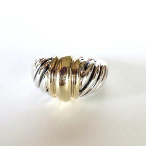 David Yurman Sterling Silver 14k Shrimp Cable Dome Ring Size 7